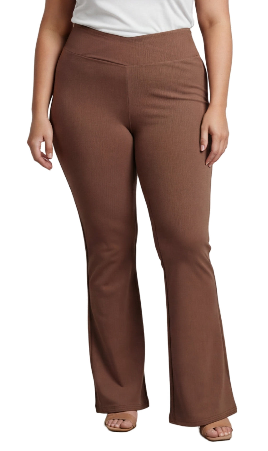 Women's Pull-on Cotton Stretch Bootcut Flare Leggings with a Crossover waistband