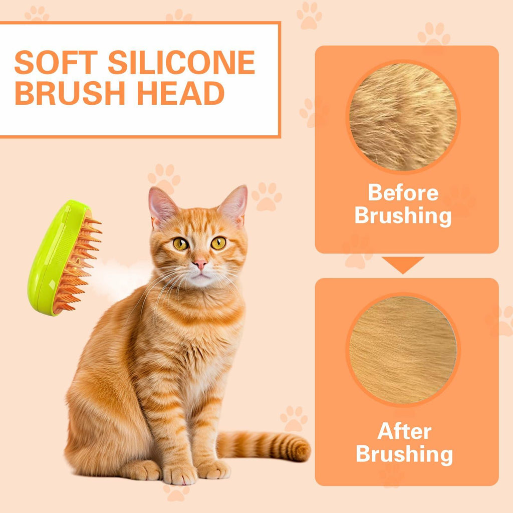 Steamy 3-in-1 Steam Pet Grooming Brush Self-Cleaning Hair Removal for Cats OPEN