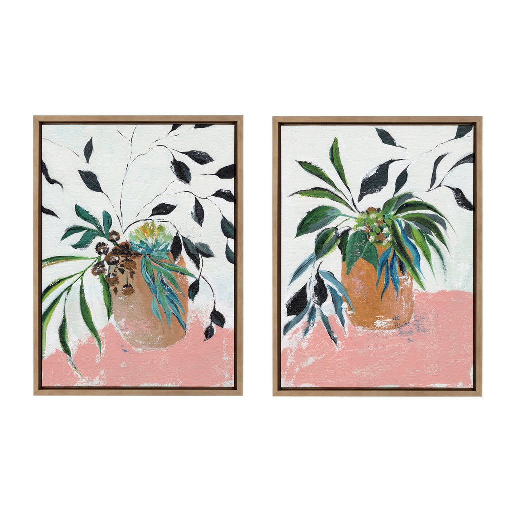Sylvie Wild Foliage l and II Framed Canvas Art Set by Nikita Jariwala