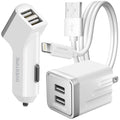 Overtime Home and Car Complete Charging Kit: Fast Wall & Car Chargers + Durable Lightning Cable