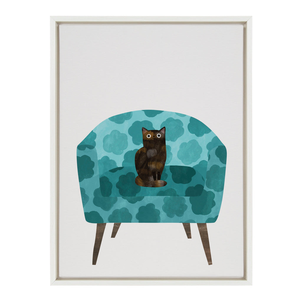 Sylvie 9 Teal Chair Framed Canvas by Planet Cat
