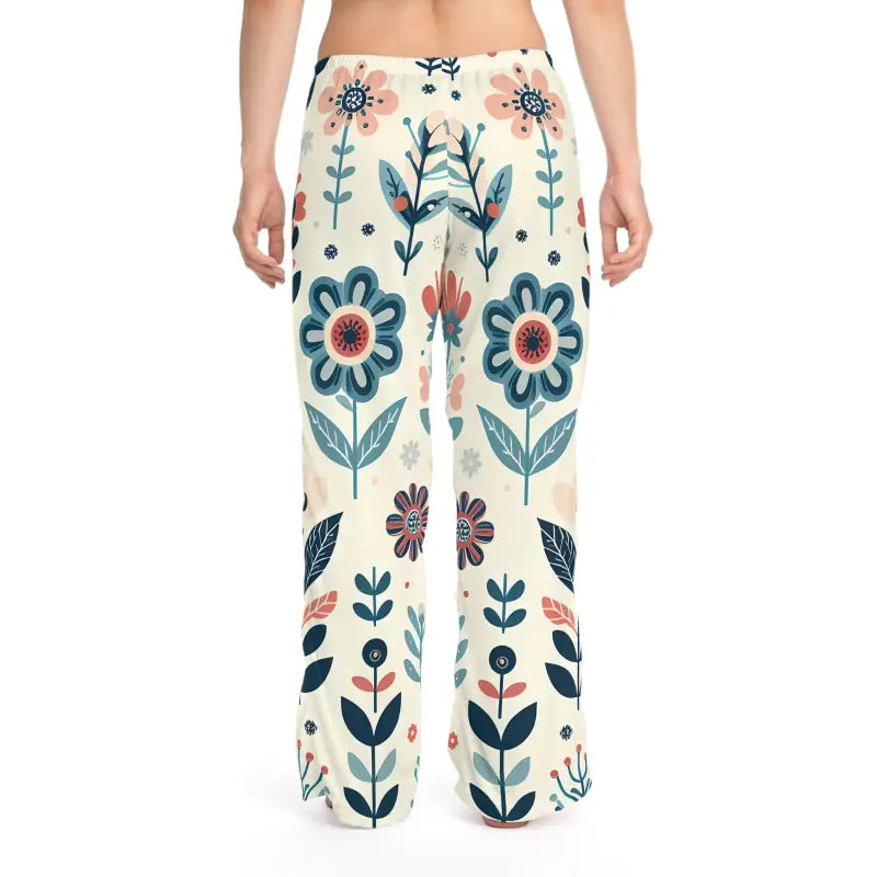 Pastel Floral Pajama Pants - Drawstring Tie Loungewear - DipaliZ