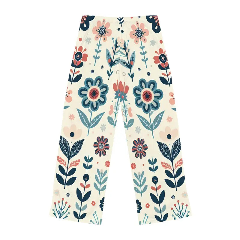 Pastel Floral Pajama Pants - Drawstring Tie Loungewear - DipaliZ