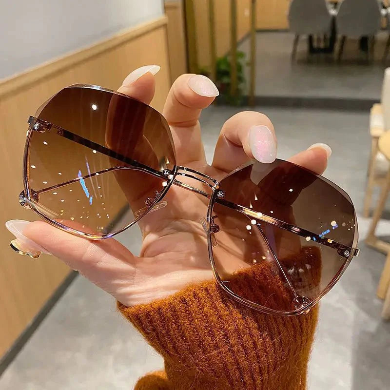 Polygonal Metal Sunglasses – Retro Luxury UV protection Eyewear