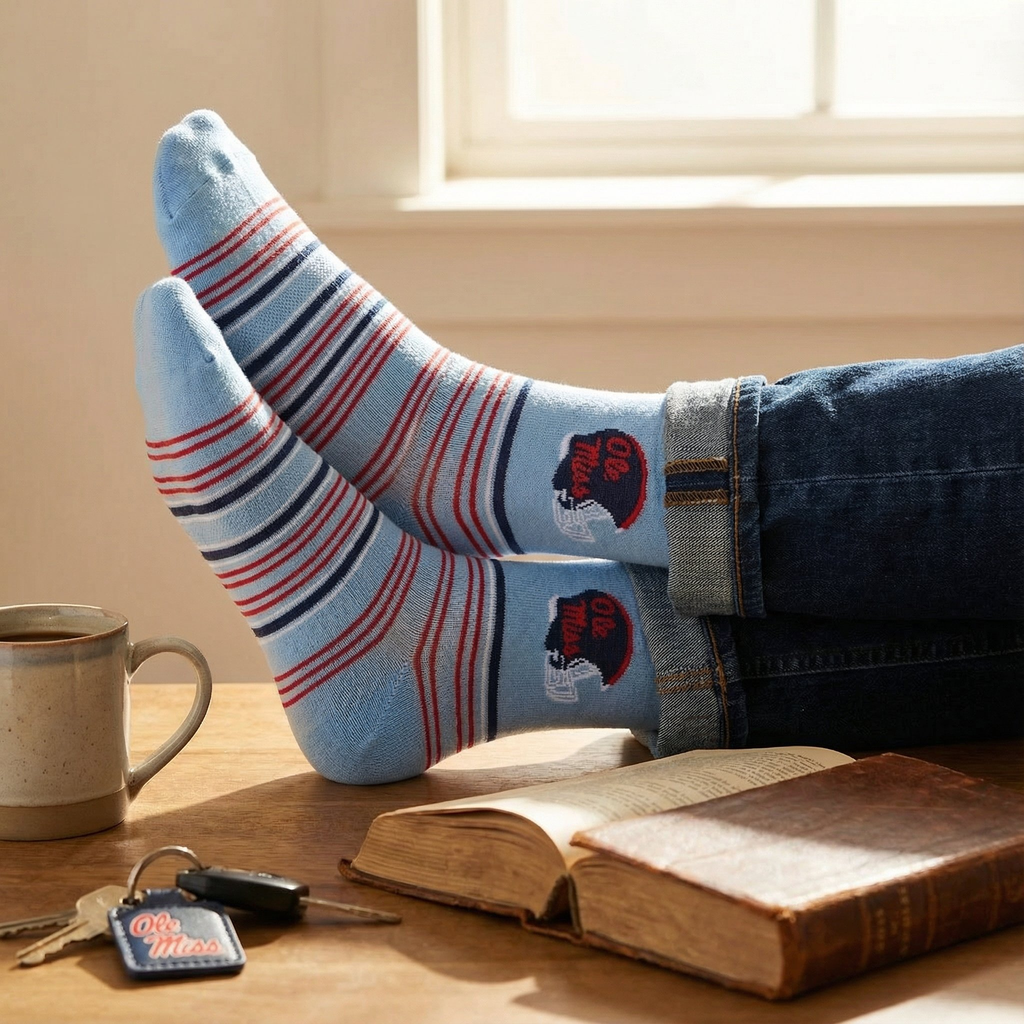 Powder Ole Miss Helmet Dress Socks
