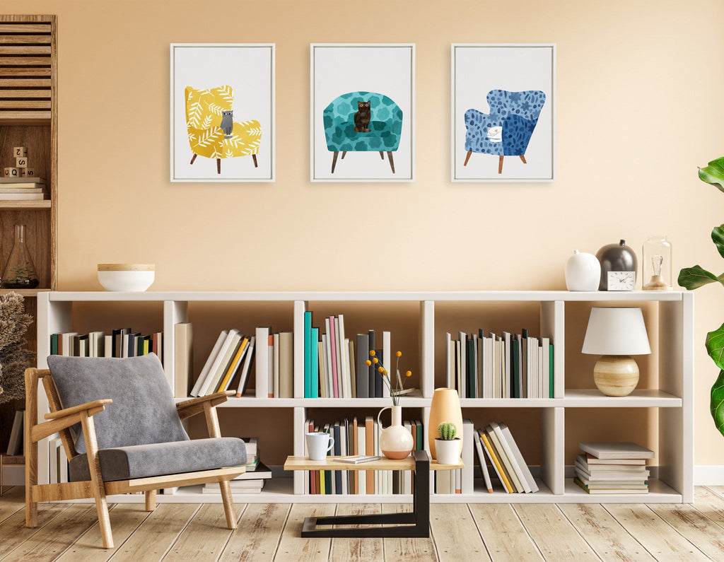 Sylvie 10 Cornflower Chair Framed Canvas by Planet Cat