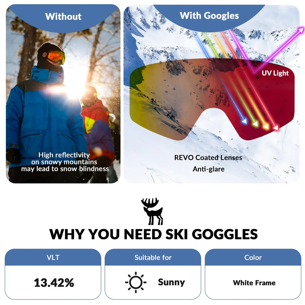 Anti-Fog Cylindrical Ski Goggles Double-Layer Lenses UV400 Protection