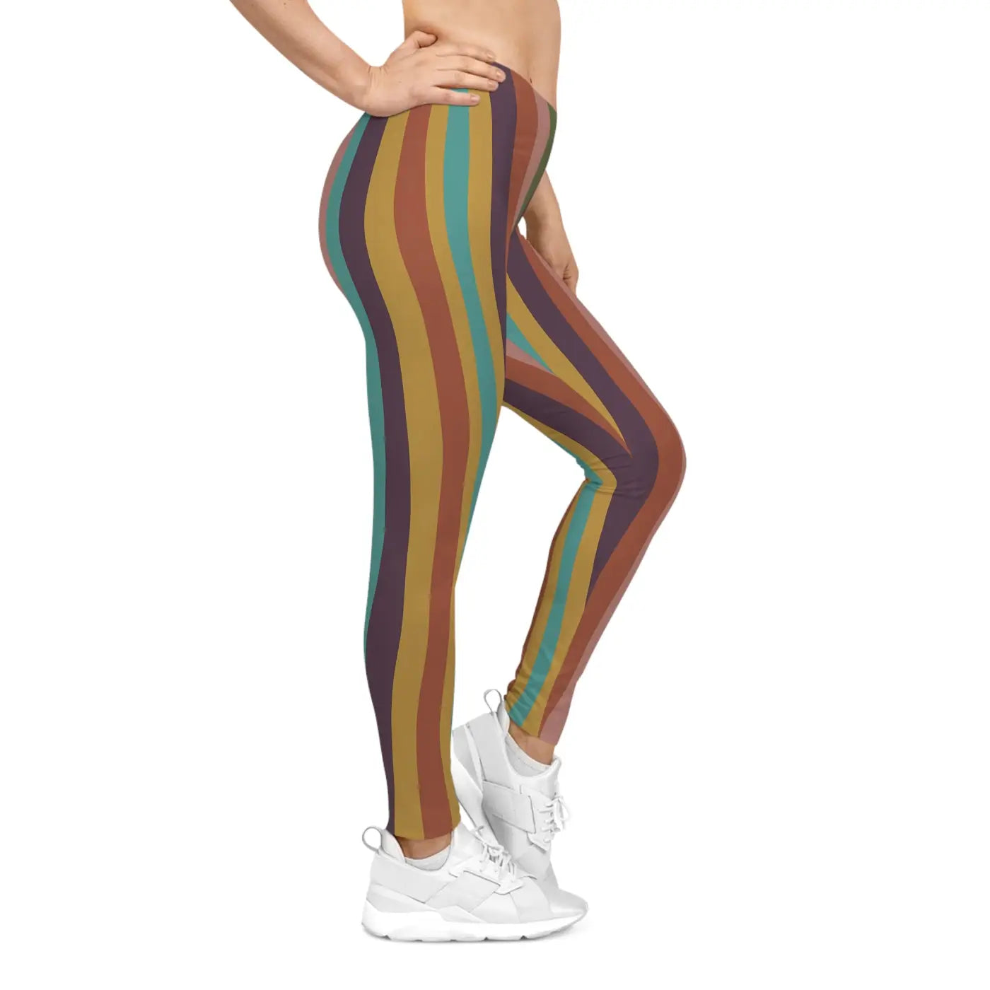 Retro Rainbow Stripe Leggings - Vintage Vibes Activewear - DipaliZ