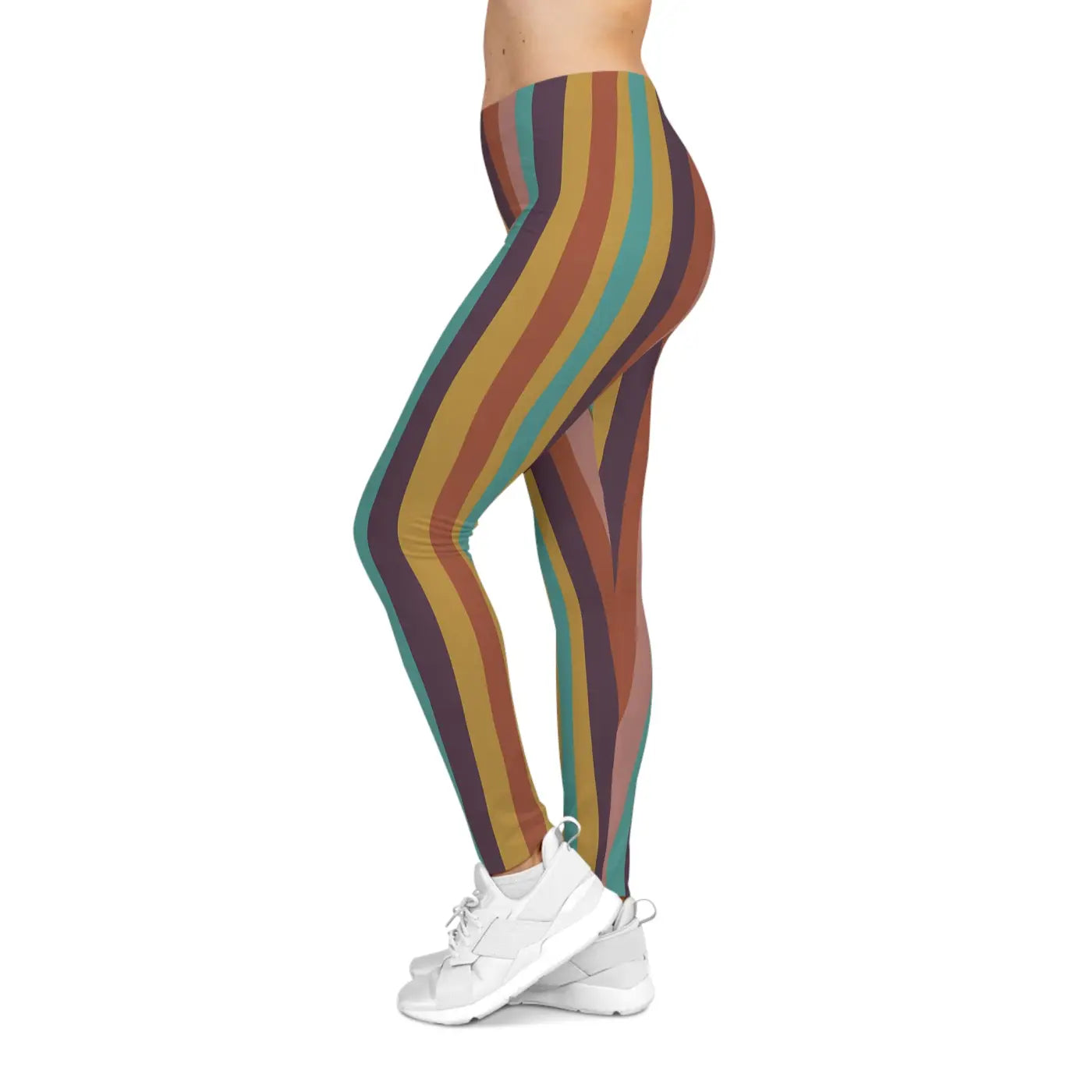 Retro Rainbow Stripe Leggings - Vintage Vibes Activewear - DipaliZ