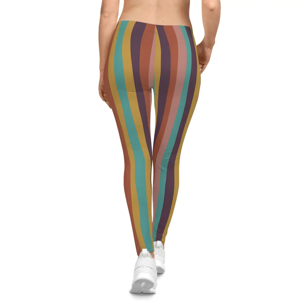 Retro Rainbow Stripe Leggings - Vintage Vibes Activewear - DipaliZ