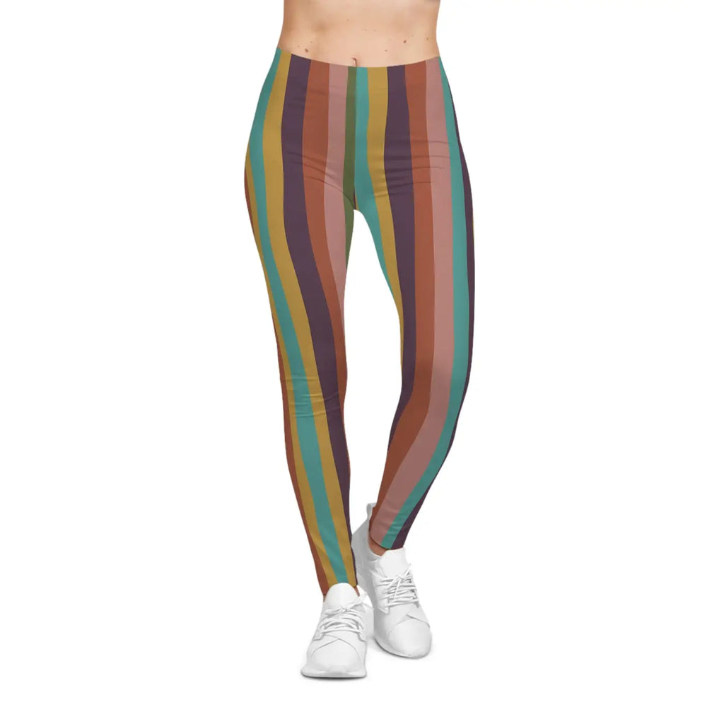 Retro Rainbow Stripe Leggings - Vintage Vibes Activewear - DipaliZ