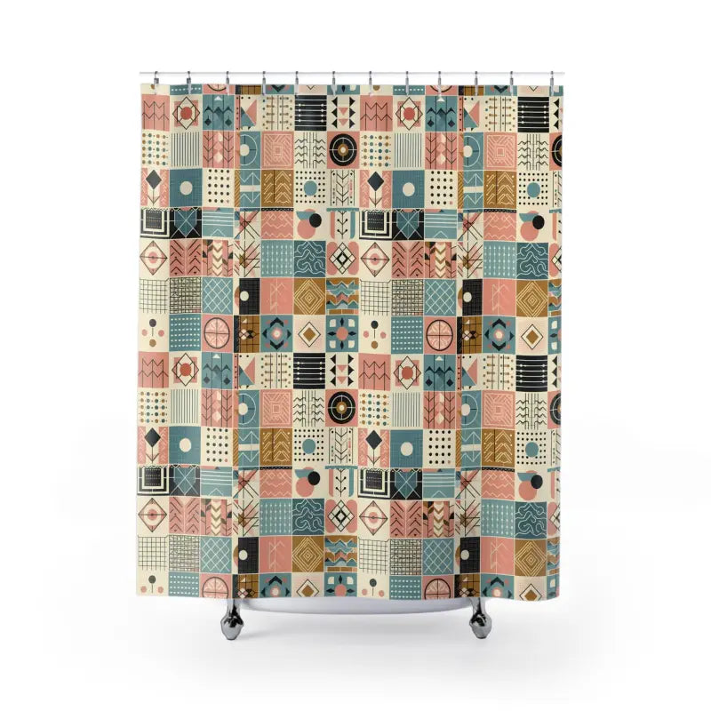 Geometric Pattern Shower Curtain - Pastel Design for Bathrooms - DipaliZ