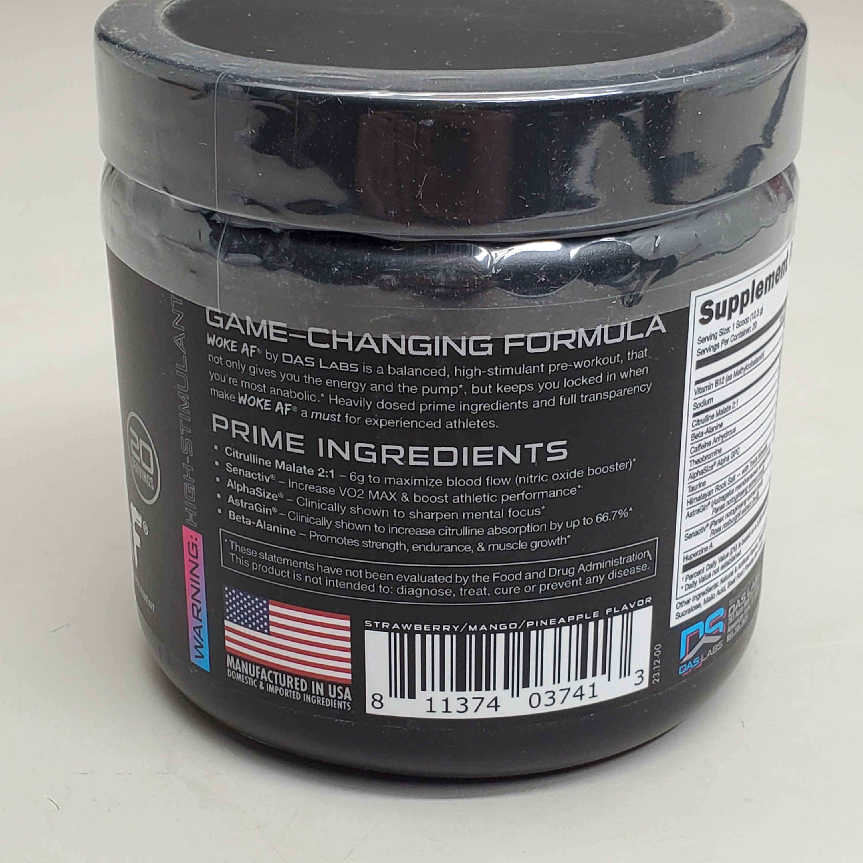 Bucked Up - Woke AF Nootropic Miami Pre-Workout 20 serv 8.7 oz BB 05/26