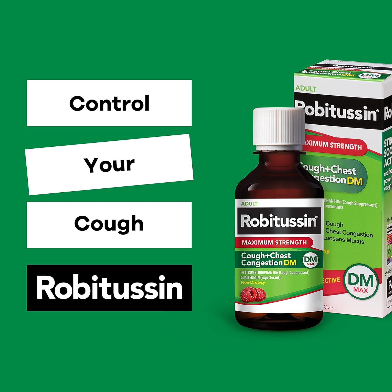 Robitussin Adult Cough + Chest Congestion DM, Maximum Strength, Rasberry Flavor