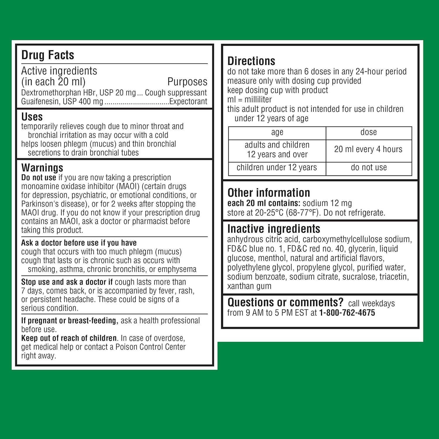 Robitussin Adult Cough + Chest Congestion DM, Maximum Strength, Rasberry Flavor