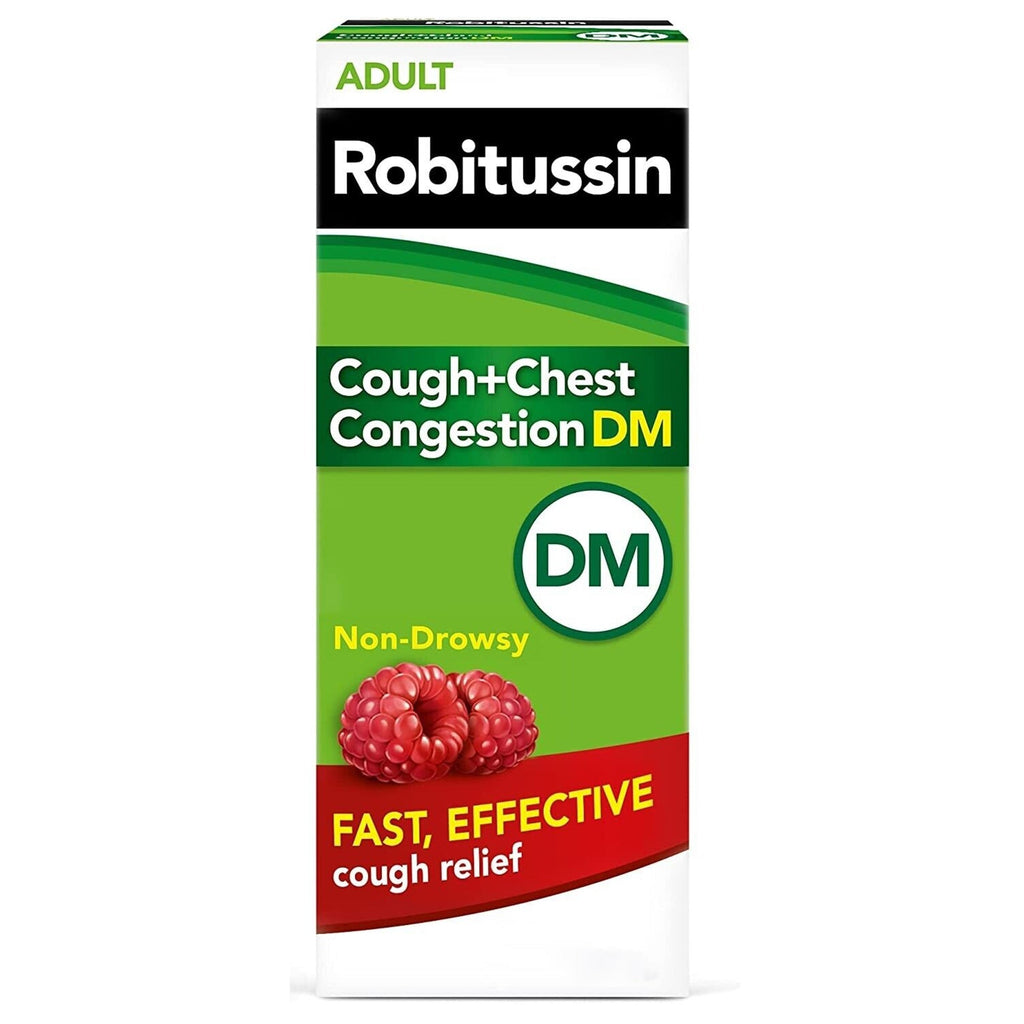 Robitussin Adult Cough + Chest Congestion DM, Maximum Strength, Rasberry Flavor