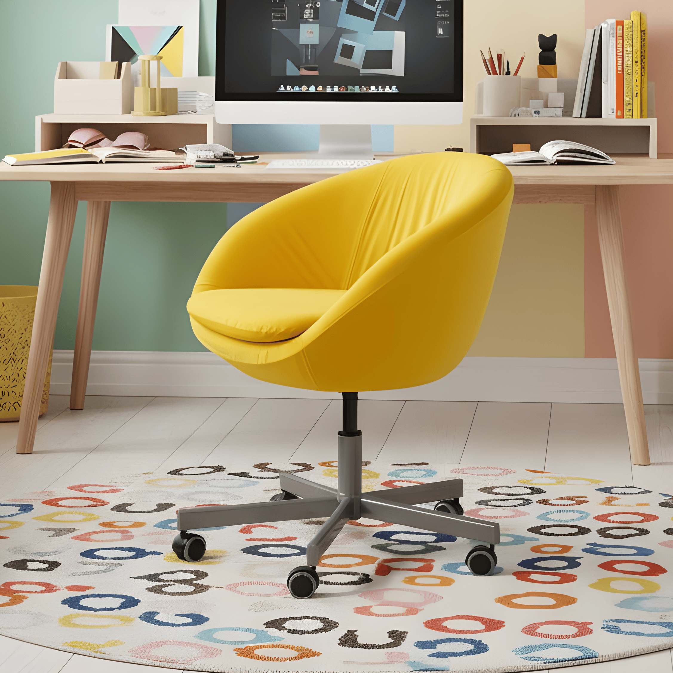 Bright Yellow Velvet Slipcover – Compatible with IKEA Skruvsta Chair