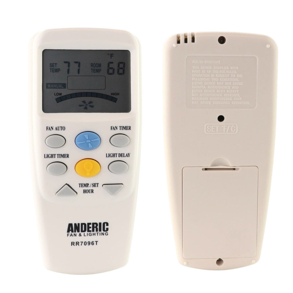 Anderic RR7096T Thermostatic Ceiling Fan Remote Control with Fan Timer Key | 303 MHz | CHQ7096T, CHQ8BT7096T