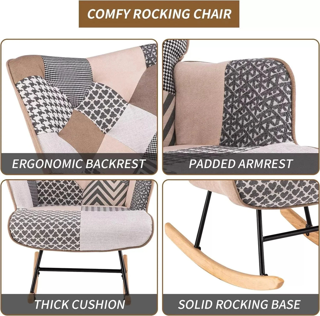 Nursery Modern Cushioned Rocking Armchair