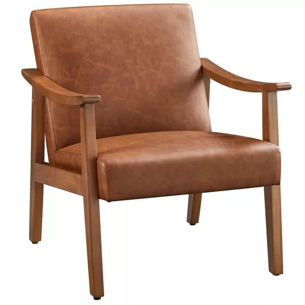 Acosta Brown Leather Accent Armchair