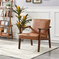 Nia Leather Mid Century Accent Armchair