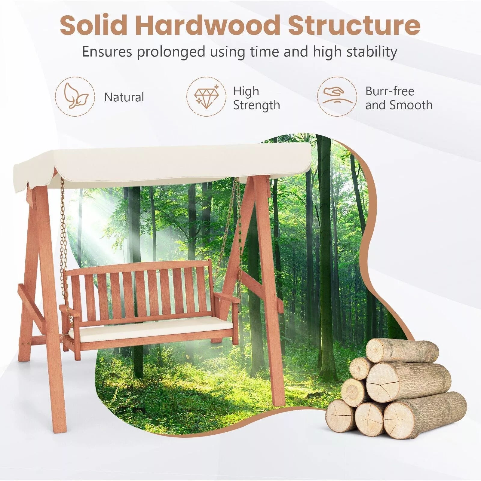 Donald Outdoor Wooden Darden Swing Chair