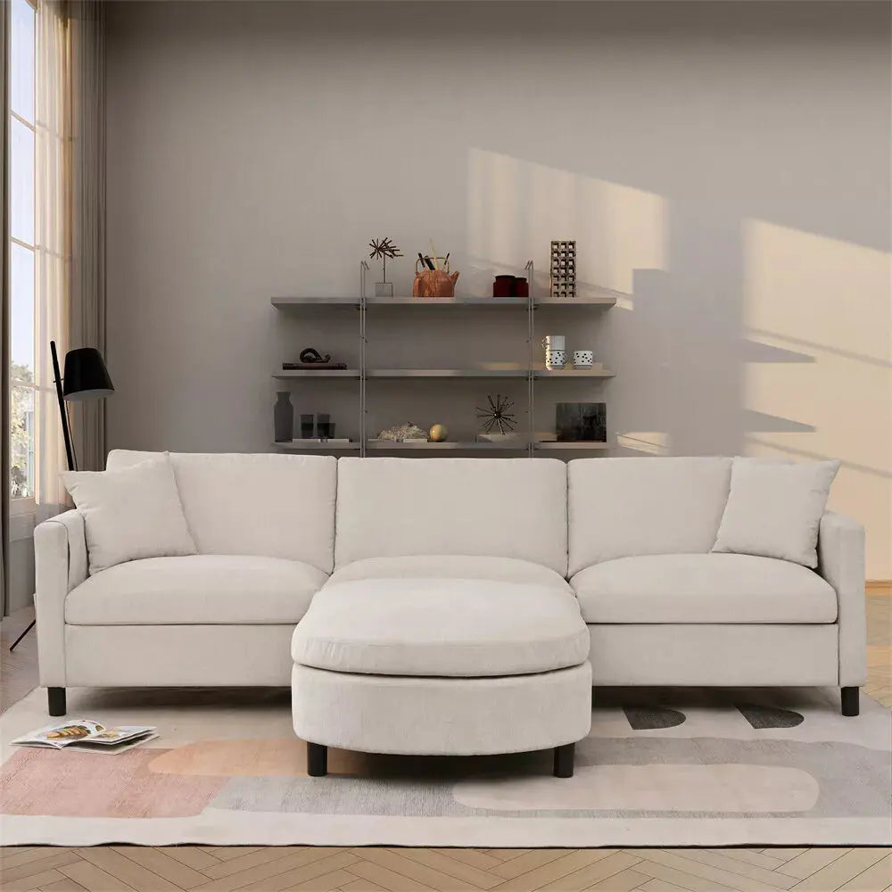 Modern Chenille L Shaped Sectional Couch