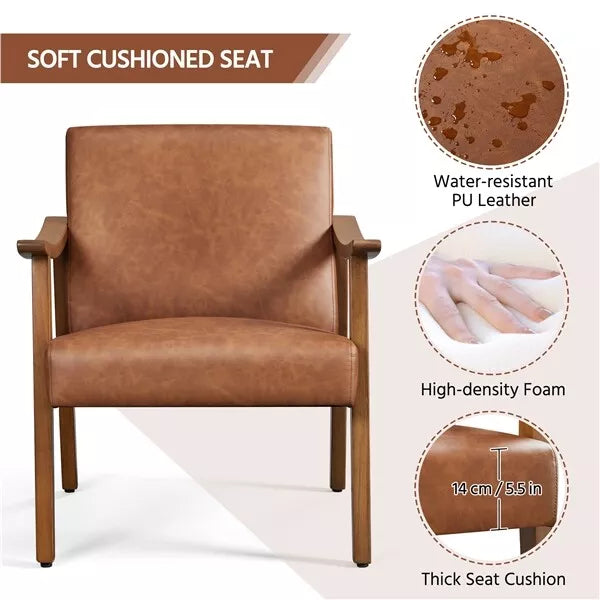 Acosta Brown Leather Accent Armchair