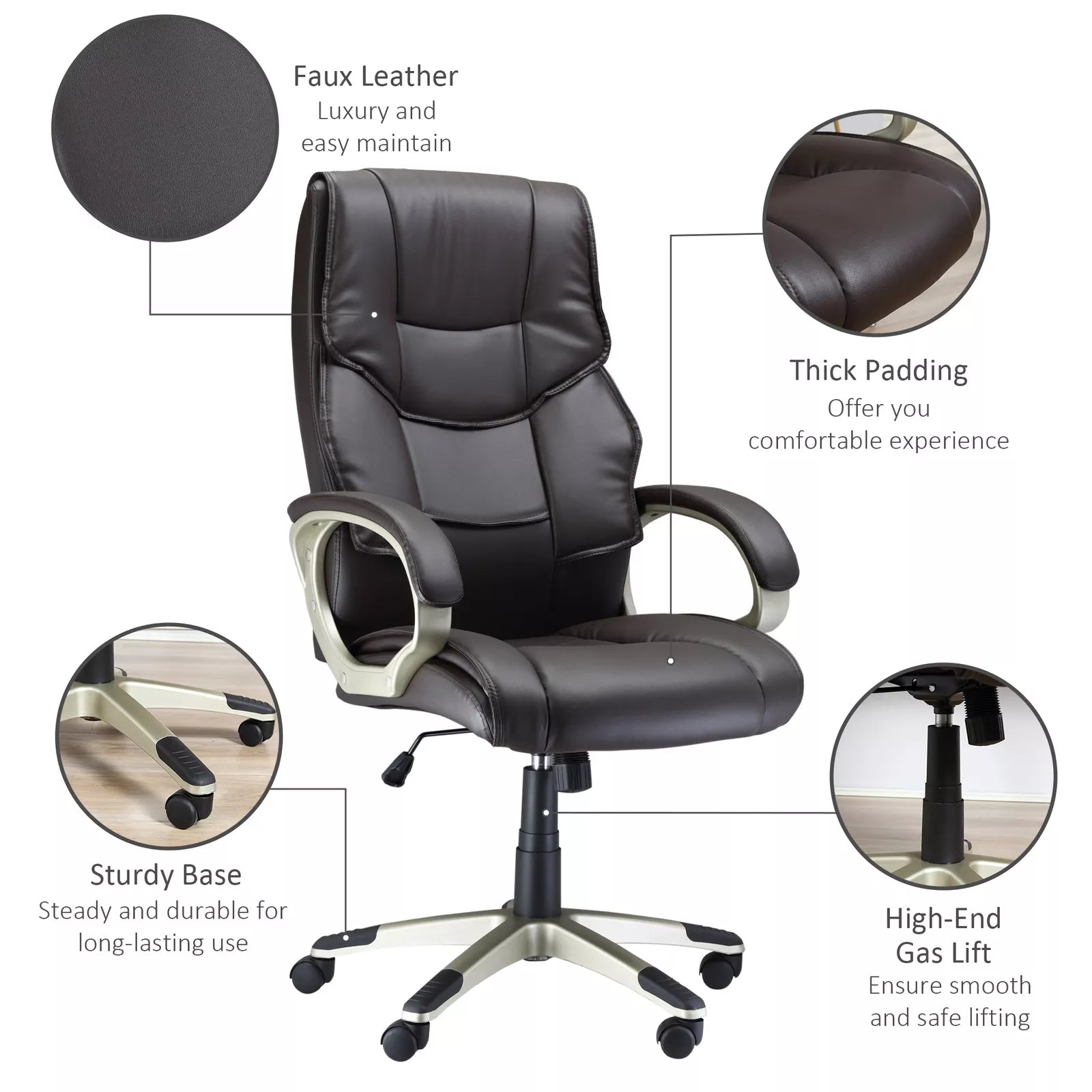 Bruce Leather Home Office Desk Chair