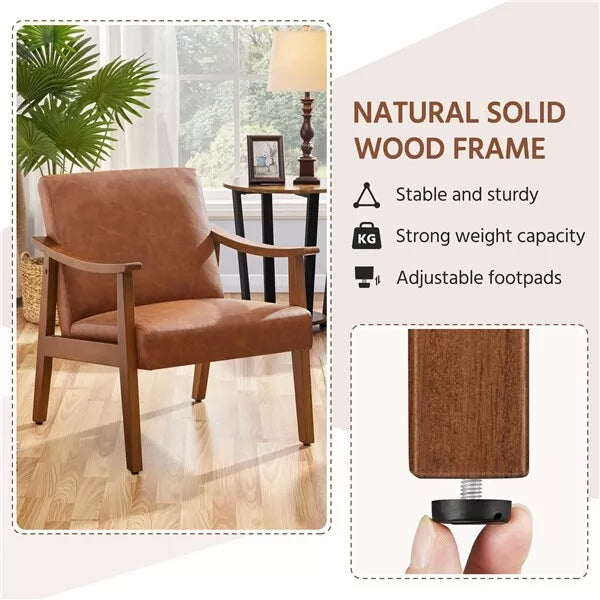 Acosta Brown Leather Accent Armchair