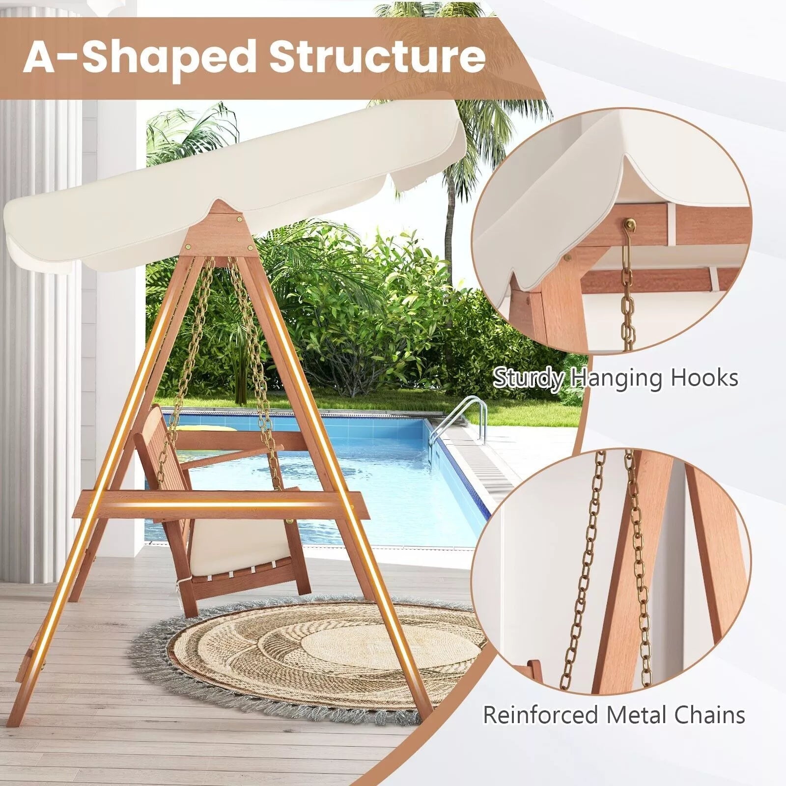 Donald Outdoor Wooden Darden Swing Chair