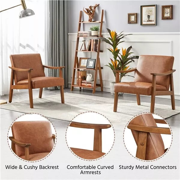 Acosta Brown Leather Accent Armchair