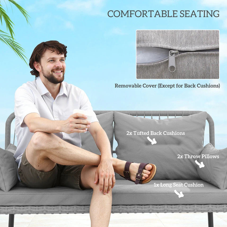 2 Piece Wicker Outdoor Patio Couch Set