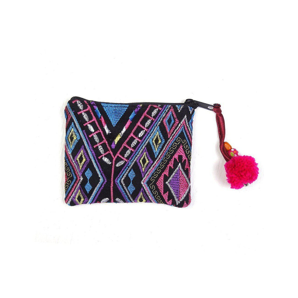 Embroidered Pompom Artisanal Coin Purse - Thailand