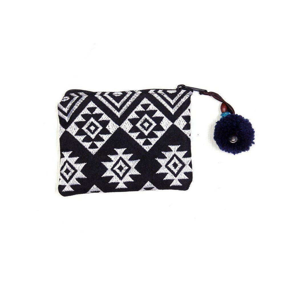 Embroidered Pompom Artisanal Coin Purse - Thailand