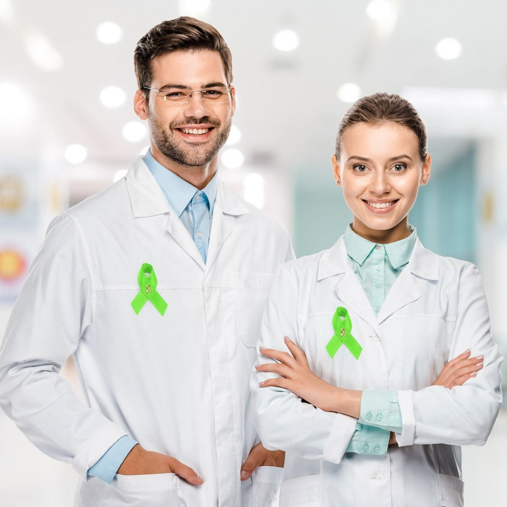 10 Pack Satin Lime Green Awareness Ribbon Pins