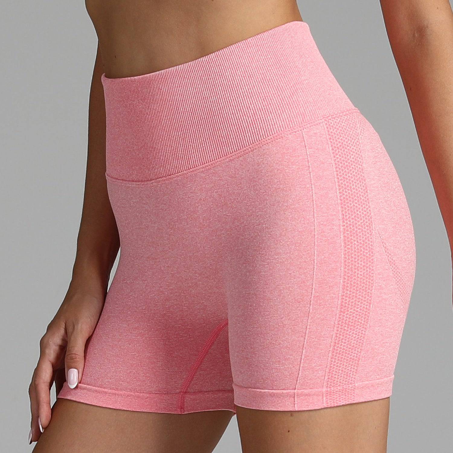 Seamless Yoga Shorts Women Solid Color High Waist Hip-lifting Fitness Pants Running Sweatpants