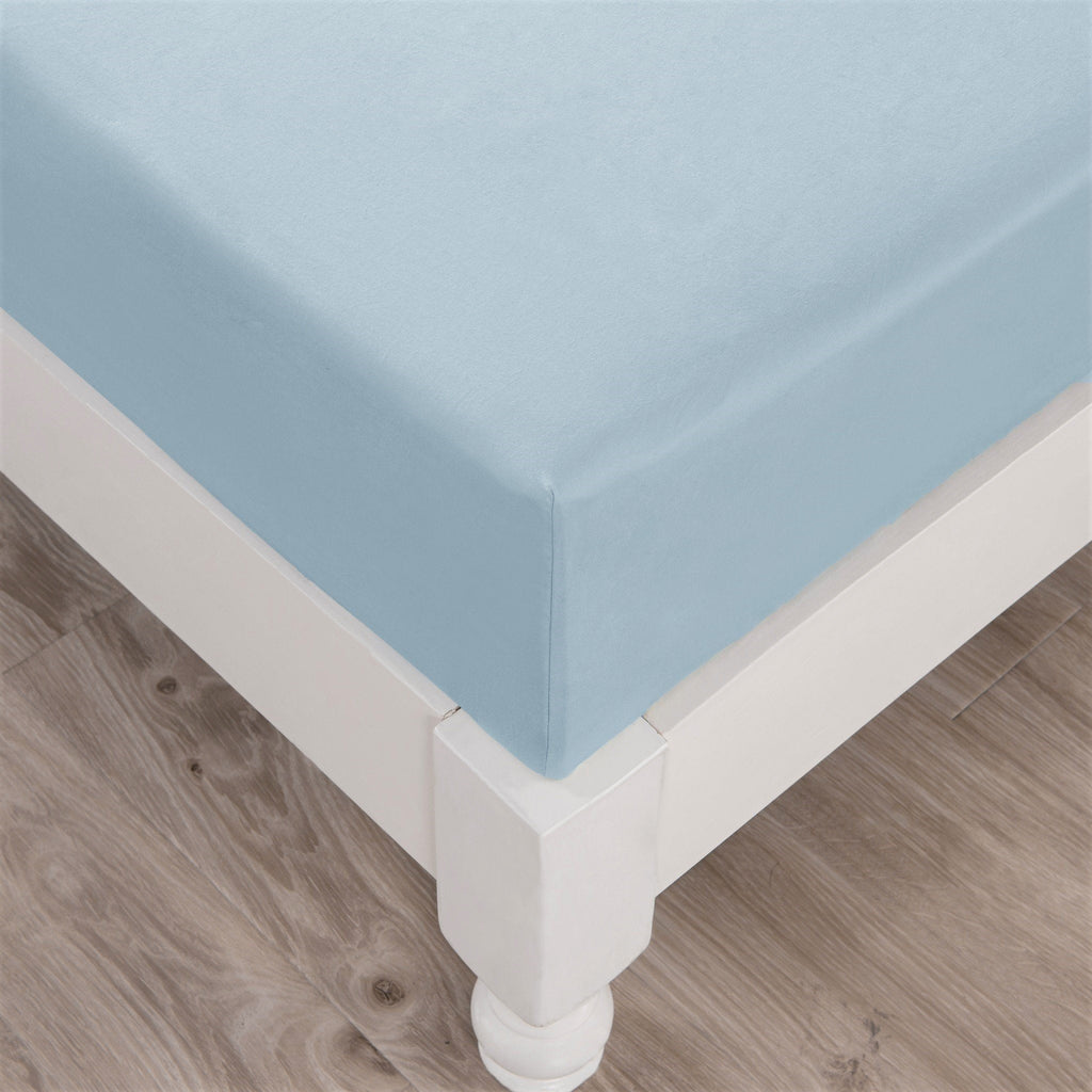 DaDa Bedding Soothing SeaFoam Sky Blue Cotton Fitted Bed Sheet w/Pillow Cases (JHW604)