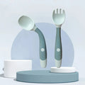 Soft Silicone Baby Spoon and Fork Self Feeding Set
