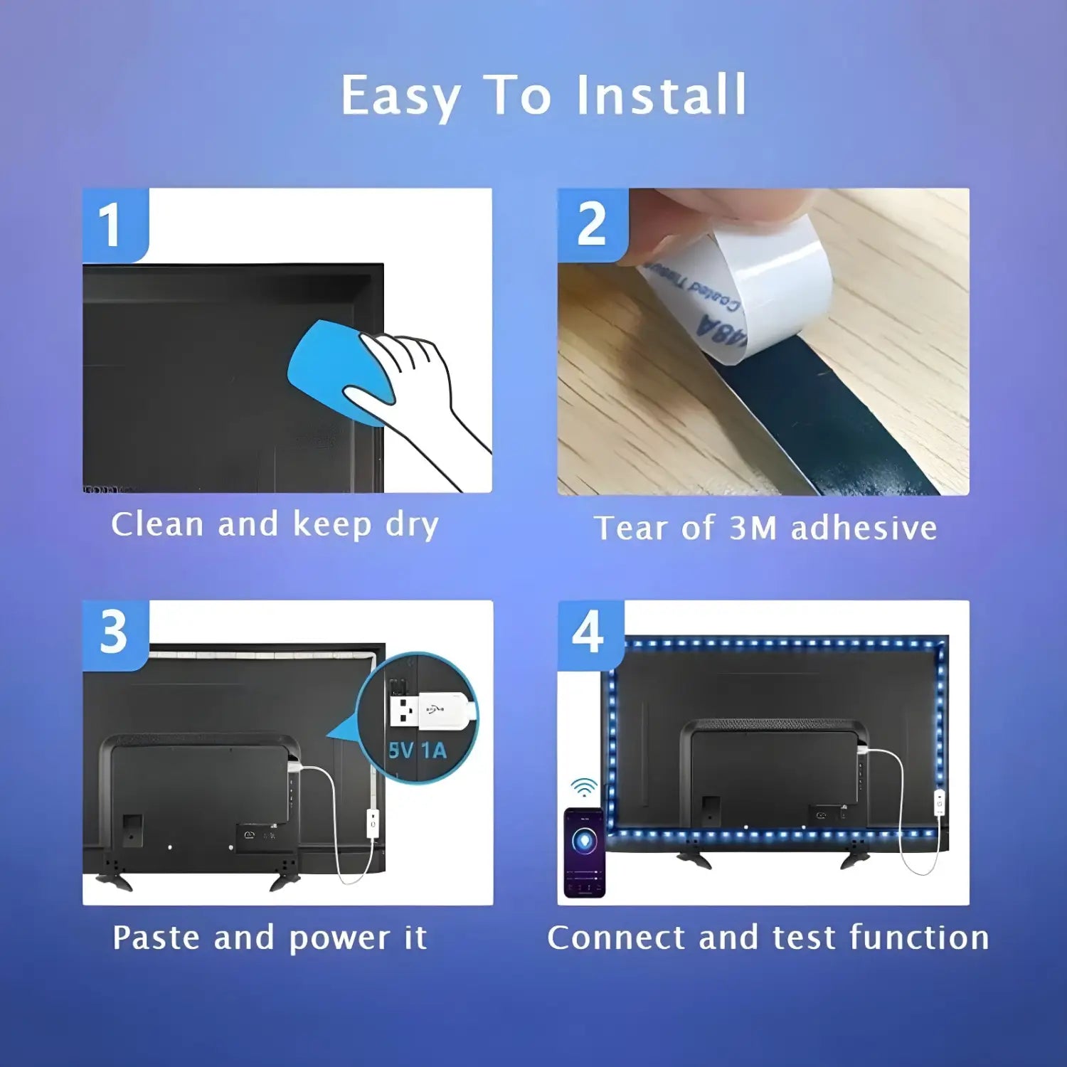 Smart LED Lights Bluetooth RGB Strip with Remote Control