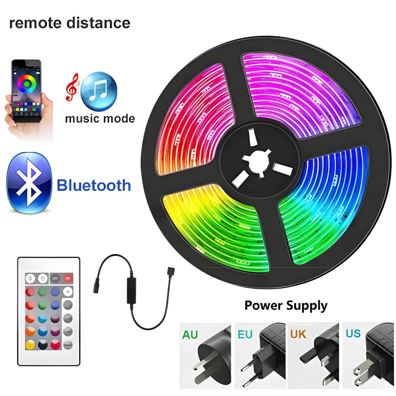 Smart LED Strip Light - WiFi & Bluetooth Control, 5050 RGB