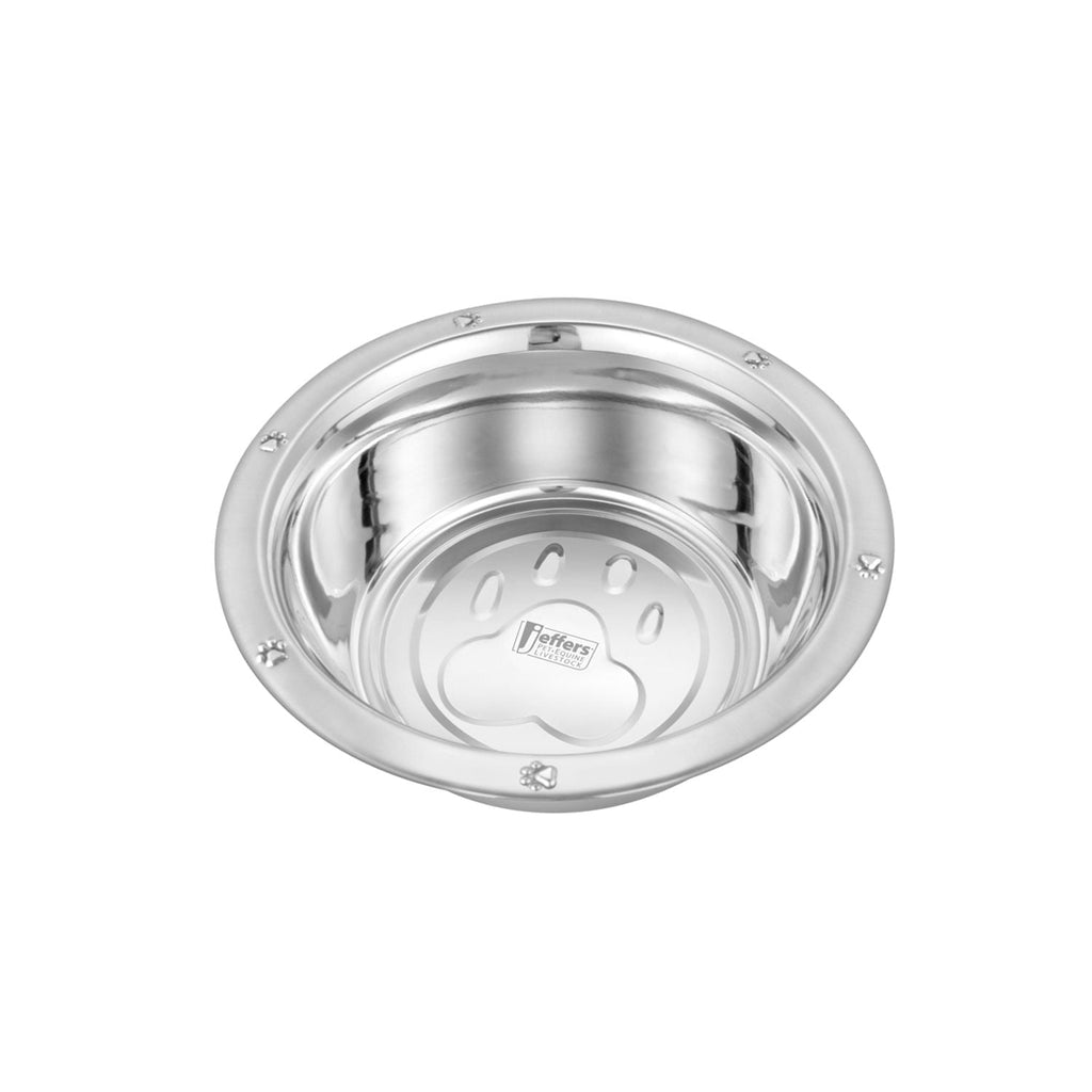 Jeffers Stainless Steel Embossed Wide-Lip Food & Water Pet Bowls