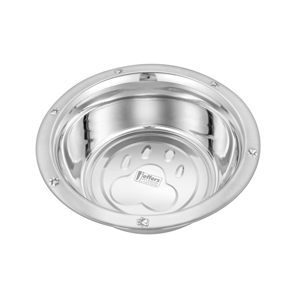 Jeffers Stainless Steel Embossed Wide-Lip Food & Water Pet Bowls