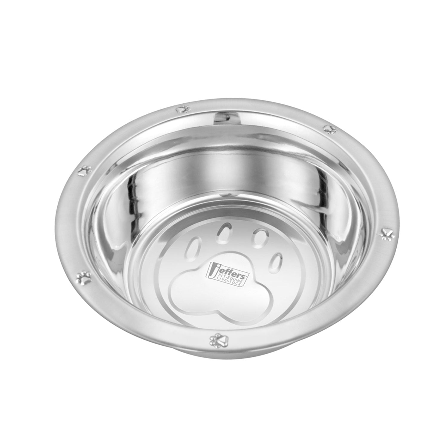 Jeffers Stainless Steel Embossed Wide-Lip Food & Water Pet Bowls