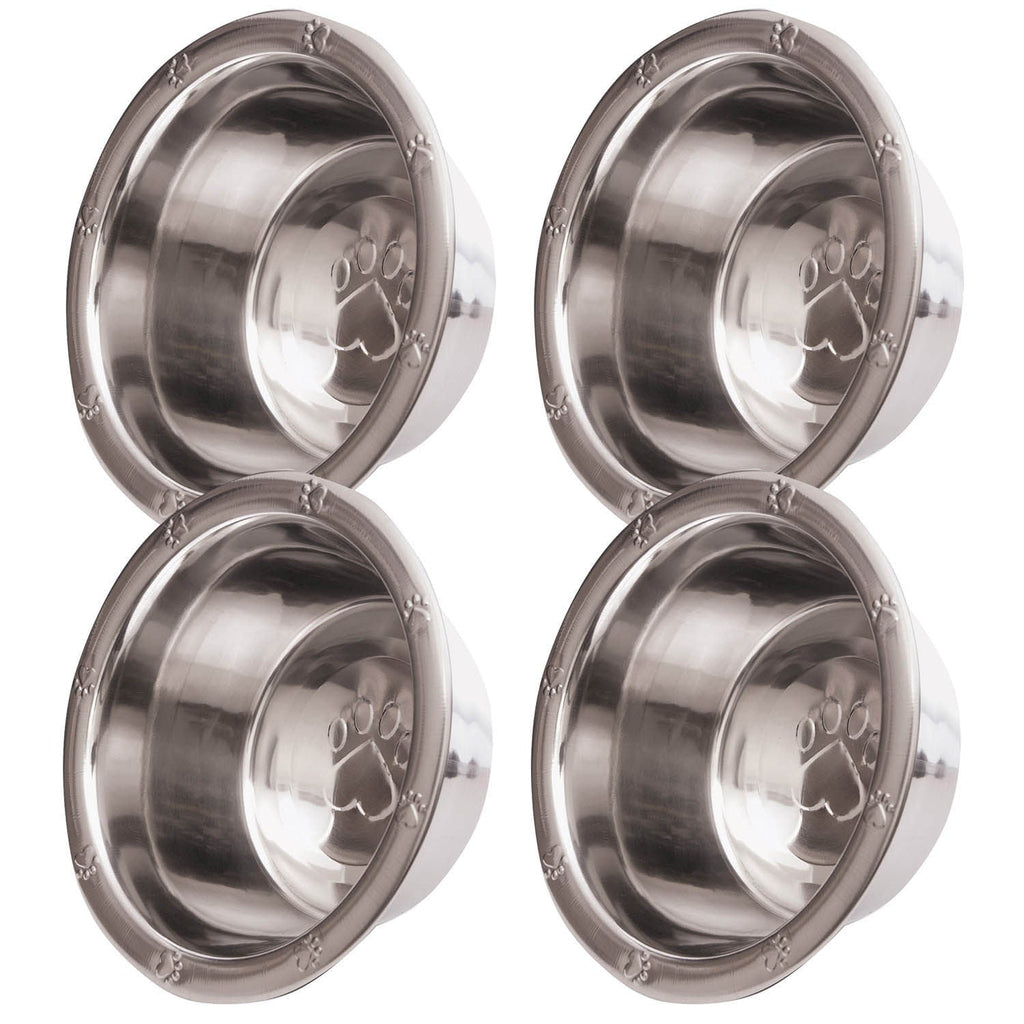 Jeffers Stainless Steel Embossed Wide-Lip Food & Water Pet Bowls