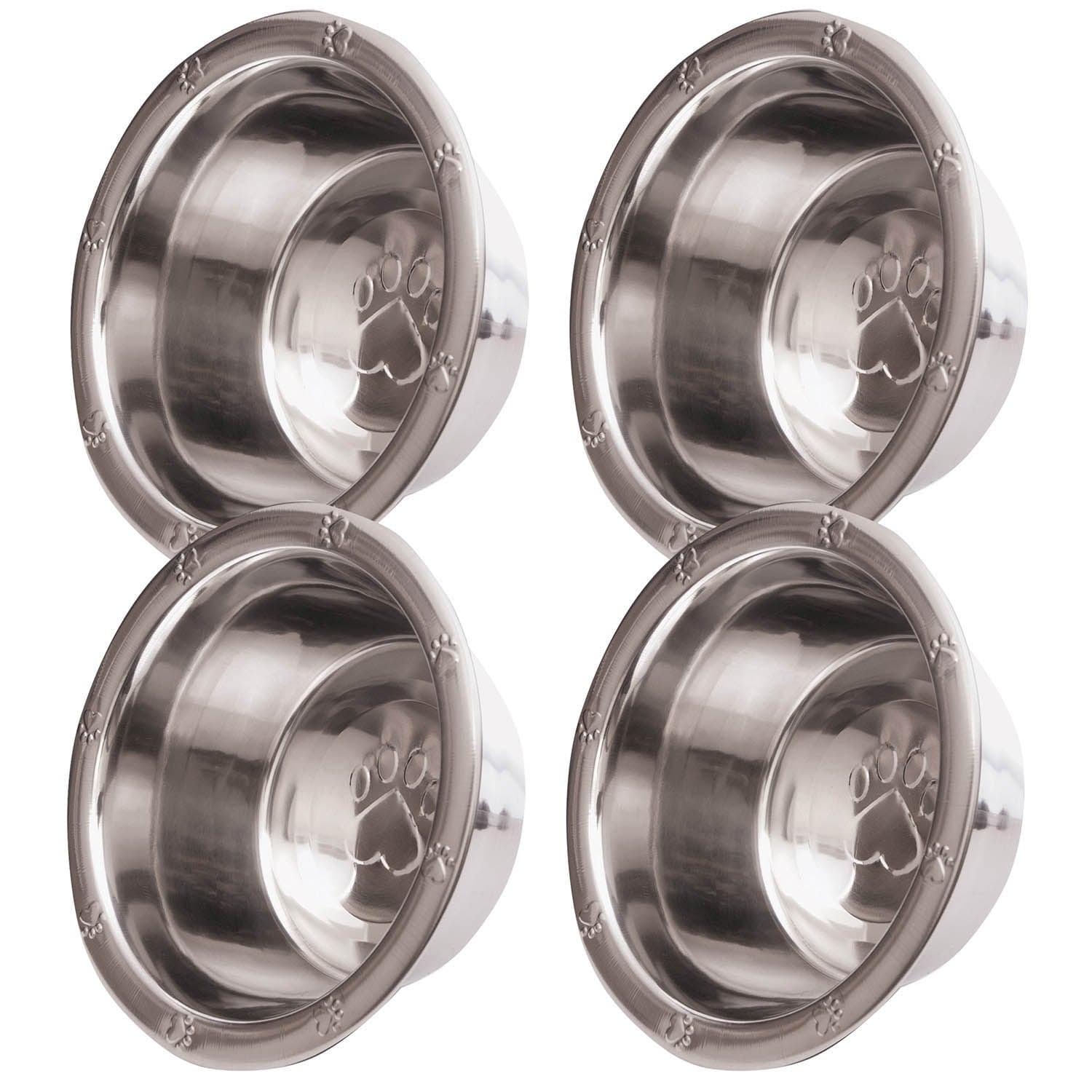 Jeffers Stainless Steel Embossed Wide-Lip Food & Water Pet Bowls