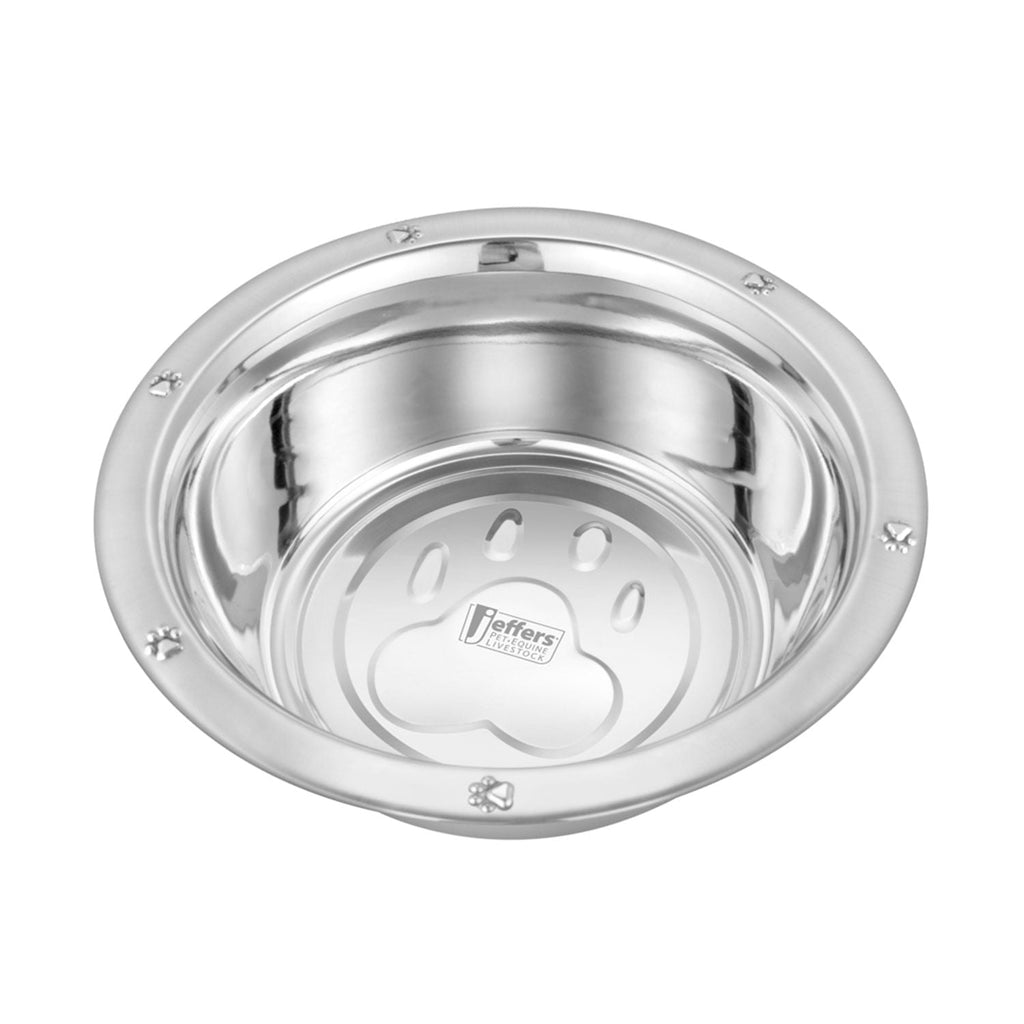 Jeffers Stainless Steel Embossed Wide-Lip Food & Water Pet Bowls