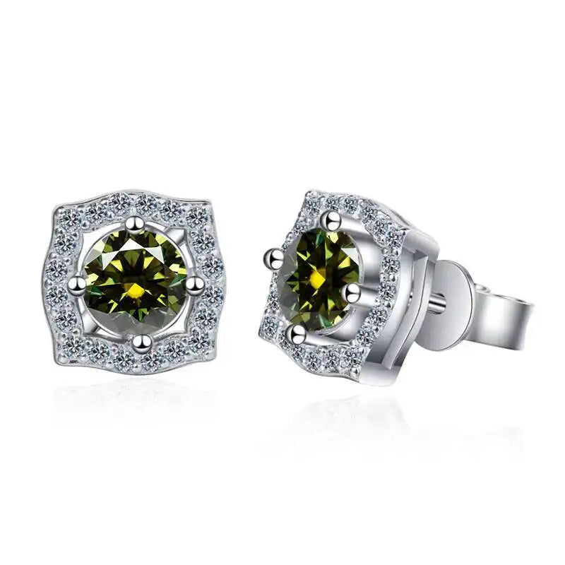 Sterling Silver Moissanite 1ct Stud Earrings Sterling 925 Lab-Created Diamond