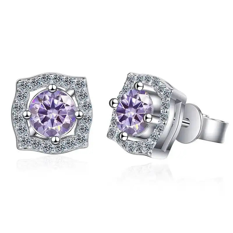Sterling Silver Moissanite 1ct Stud Earrings Sterling 925 Lab-Created Diamond