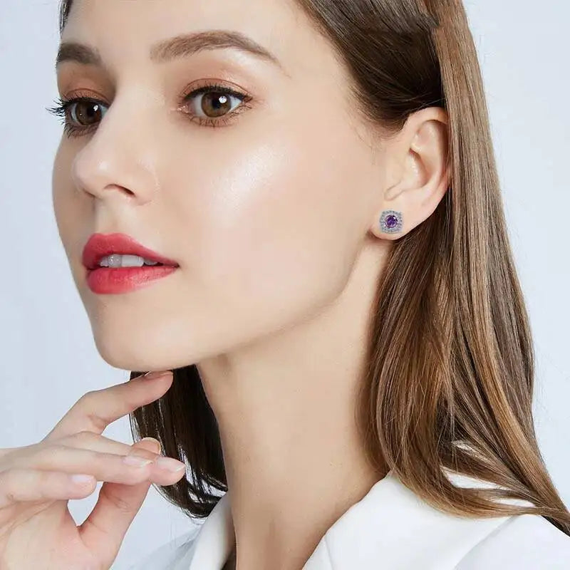 Sterling Silver Moissanite 1ct Stud Earrings Sterling 925 Lab-Created Diamond